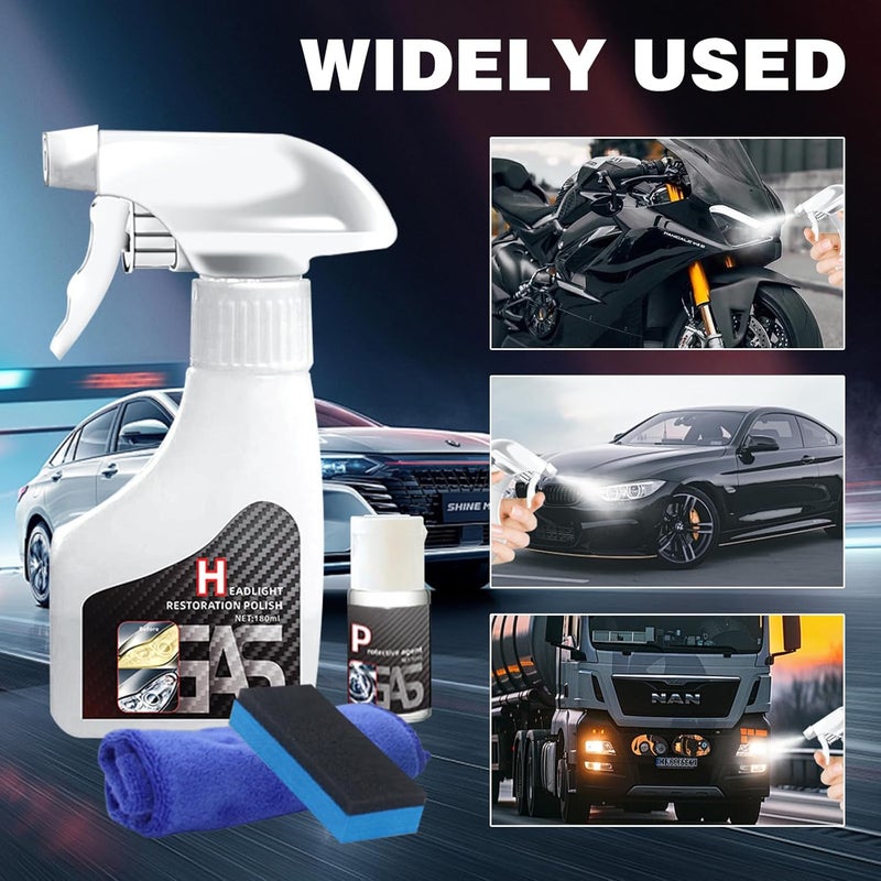 Flaurix Automotive Headlamp Restoration Fluid Oxidized Kit,Headlight Refurbishment Kit,Professional Car Headlamp Cleaner with Refurbishing Agent,Multifunctional Car Headlight Polishing for All Vehicle Types - Image 5
